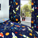 Bedlam Supersonic Pencil Pleat Curtains in Blue