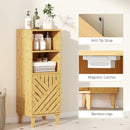 HOMCOM Narrow Bathroom Storage Cabinet with Open Compartments, Natural