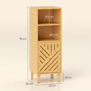 HOMCOM Narrow Bathroom Storage Cabinet with Open Compartments, Natural