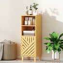 HOMCOM Narrow Bathroom Storage Cabinet with Open Compartments, Natural