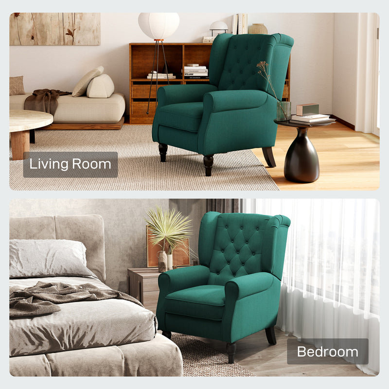 HOMCOM Accent Chair Wingback Armchair Retro Tufted Club Wood Fabric