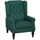 HOMCOM Accent Chair Wingback Armchair Retro Tufted Club Wood Fabric