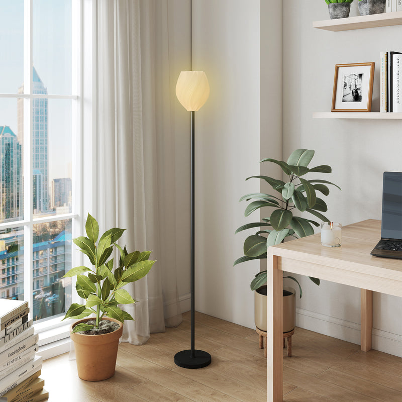 HOMCOM 3D Printed Standing Lamp with Shade, E27 Holder without Bulb, White