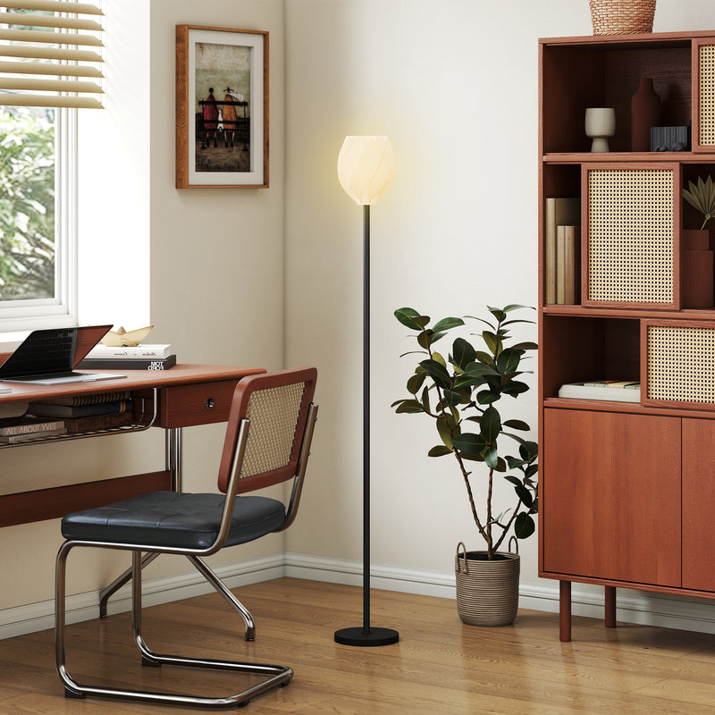 HOMCOM 3D Printed Standing Lamp with Shade, E27 Holder without Bulb, White