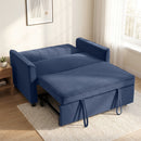 HOMCOM 2 Seater Sofa Bed, 3-in-1 Velvet Pull Out Sleeper Sofa, Dark Blue