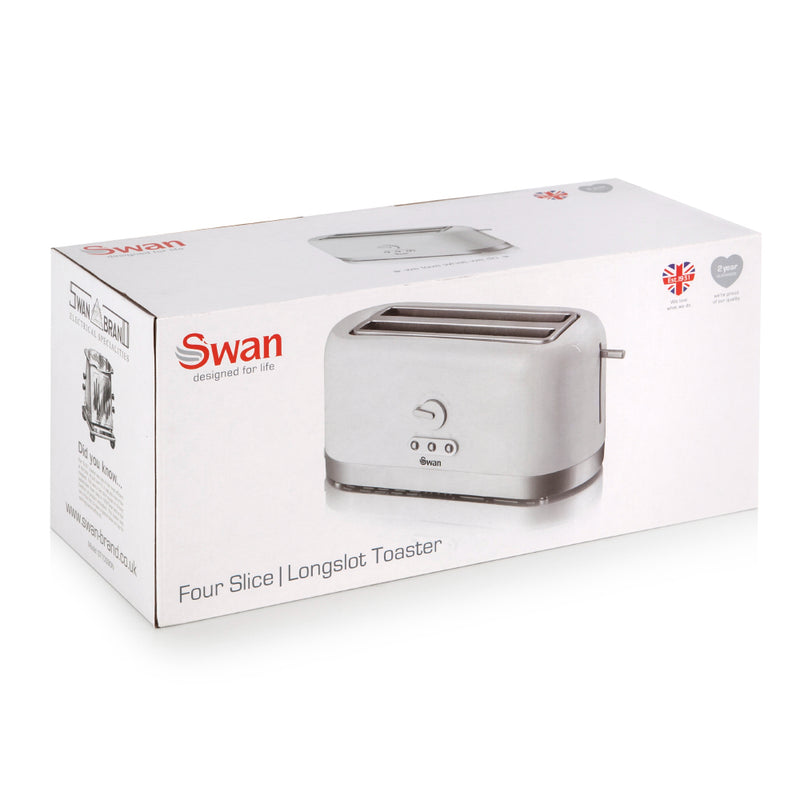 Swan Long Slot 4 Slice Toaster  - White