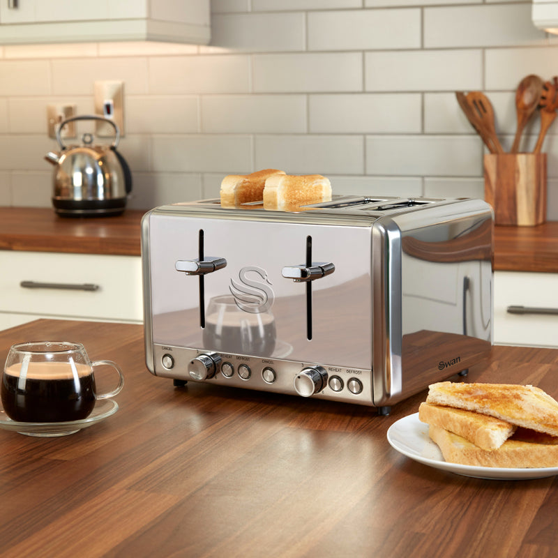 Swan Polished 4 Slice Toaster  - Stainless Steel