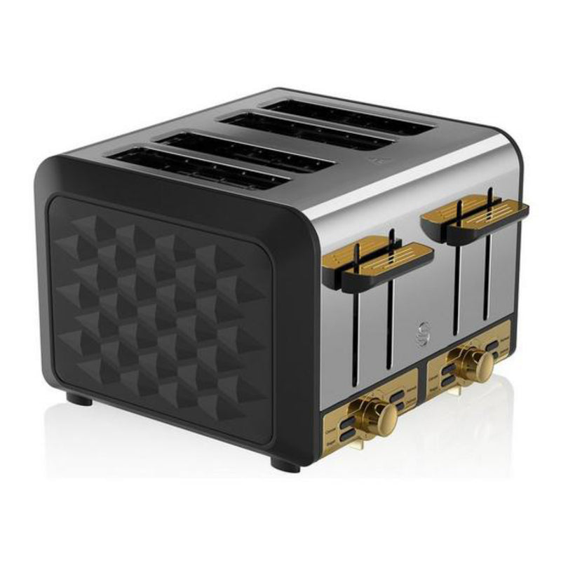 Swan Gatsby 4 Slice Metal Toaster  - Black
