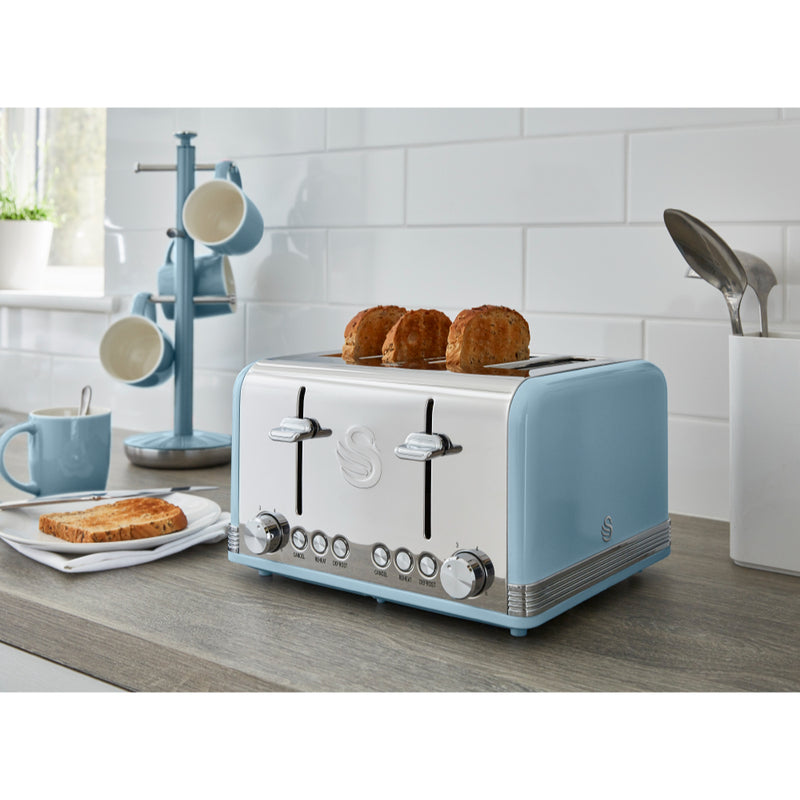 Swan Retro 4 Slice Toaster  - Blue