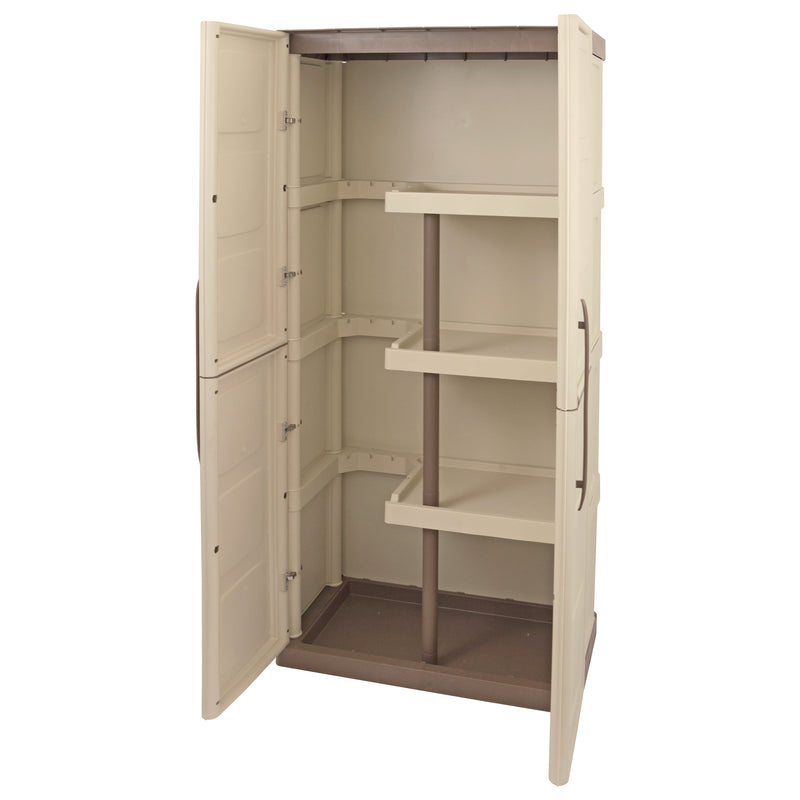 Large Storage Cupboard With Shelves & Broom Storage