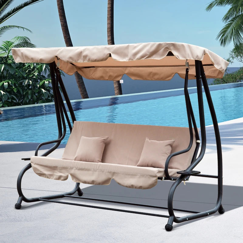 Outsunny 2-in-1 Garden Swing Chair -  Light Brown