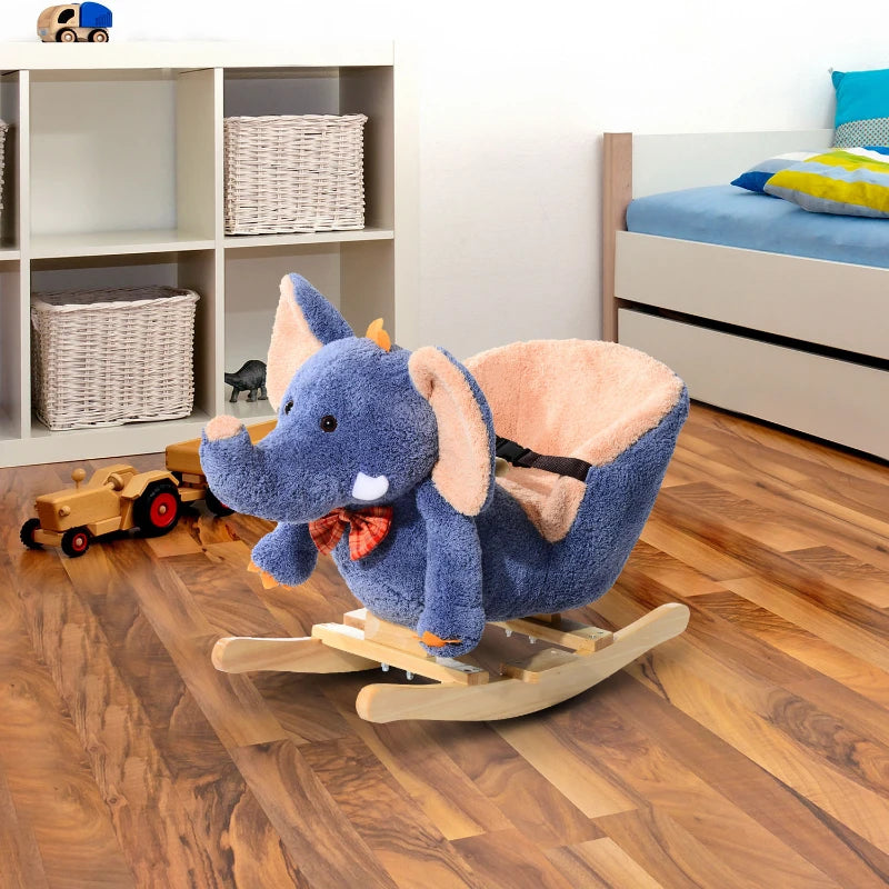 HOMCOM Children Rocking  Elephant-Blue/Beige