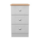 Tutbury Ready Assembled 3 Drawer Bedside Cabinet in Grey Ash & Bardolino Oak