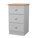 Tutbury Ready Assembled 3 Drawer Bedside Cabinet in Grey Ash & Bardolino Oak