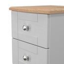 Tutbury Ready Assembled 3 Drawer Bedside Cabinet in Grey Ash & Bardolino Oak