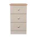 Tutbury Ready Assembled 3 Drawer Bedside Cabinet in Kashmir Ash & Bardolino Oak