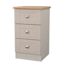 Tutbury Ready Assembled 3 Drawer Bedside Cabinet in Kashmir Ash & Bardolino Oak