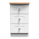 Tutbury Ready Assembled 3 Drawer Bedside Cabinet in White Ash & Bardolino Oak