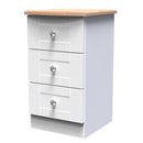 Tutbury Ready Assembled 3 Drawer Bedside Cabinet in White Ash & Bardolino Oak