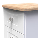Tutbury Ready Assembled 3 Drawer Bedside Cabinet in White Ash & Bardolino Oak