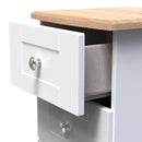 Tutbury Ready Assembled 3 Drawer Bedside Cabinet in White Ash & Bardolino Oak