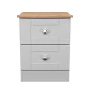 Tutbury Ready Assembled 2 Drawer Bedside Cabinet in Grey Ash & Bardolino Oak