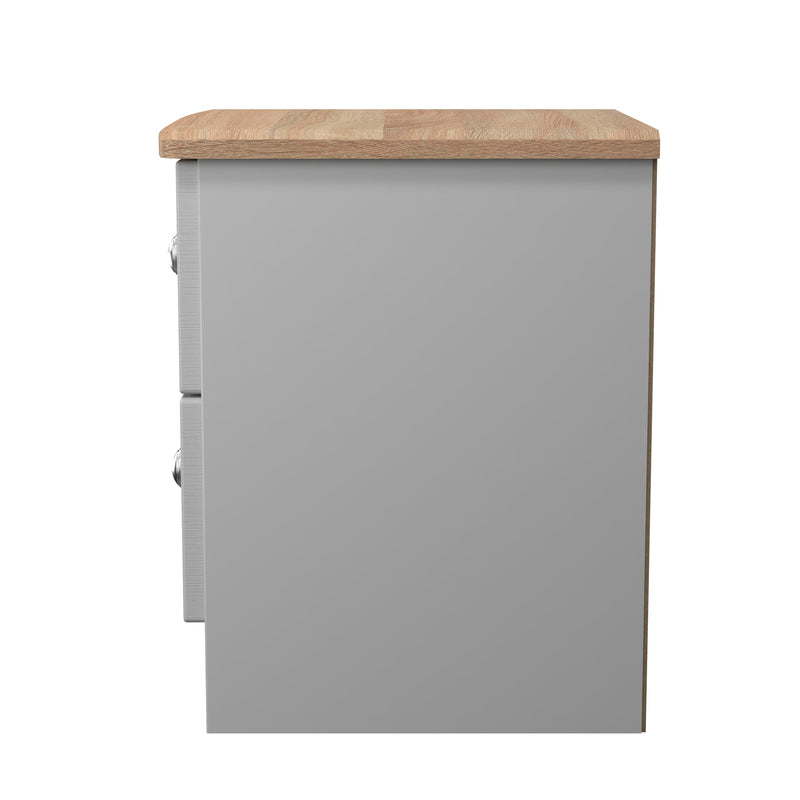 Tutbury Ready Assembled 2 Drawer Bedside Cabinet in Grey Ash & Bardolino Oak