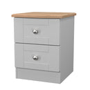 Tutbury Ready Assembled 2 Drawer Bedside Cabinet in Grey Ash & Bardolino Oak