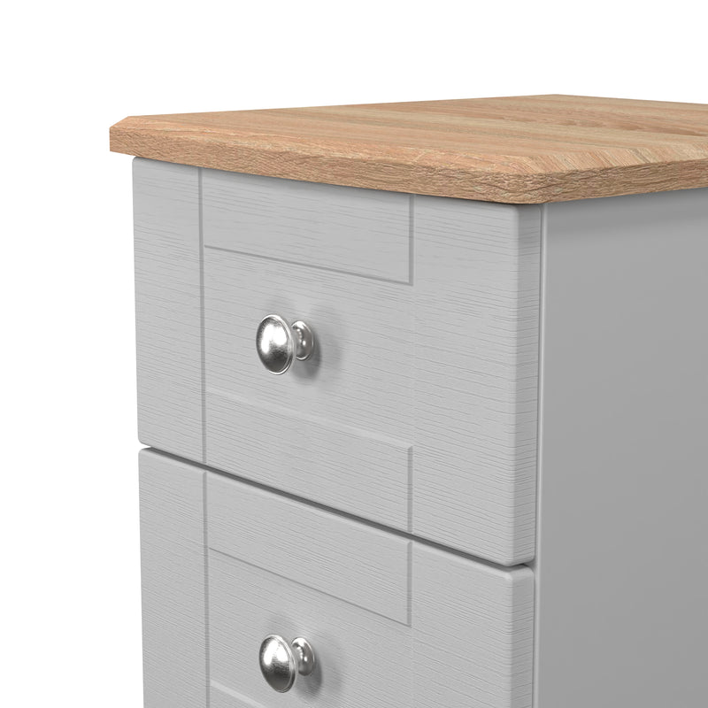 Tutbury Ready Assembled 2 Drawer Bedside Cabinet in Grey Ash & Bardolino Oak