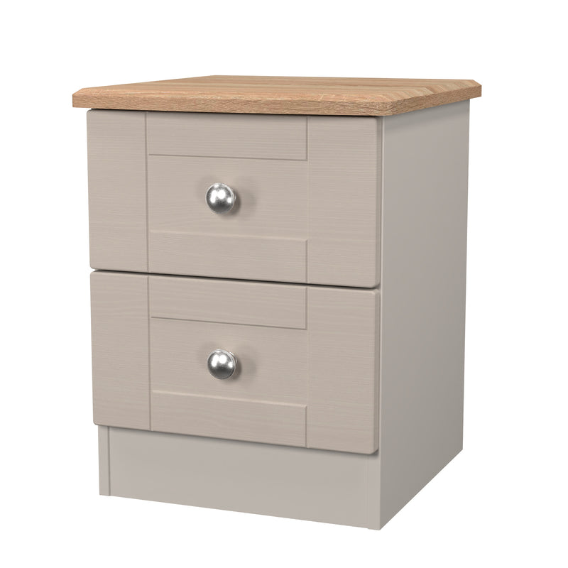 Tutbury Ready Assembled 2 Drawer Bedside Cabinet in Kashmir Ash & Bardolino Oak