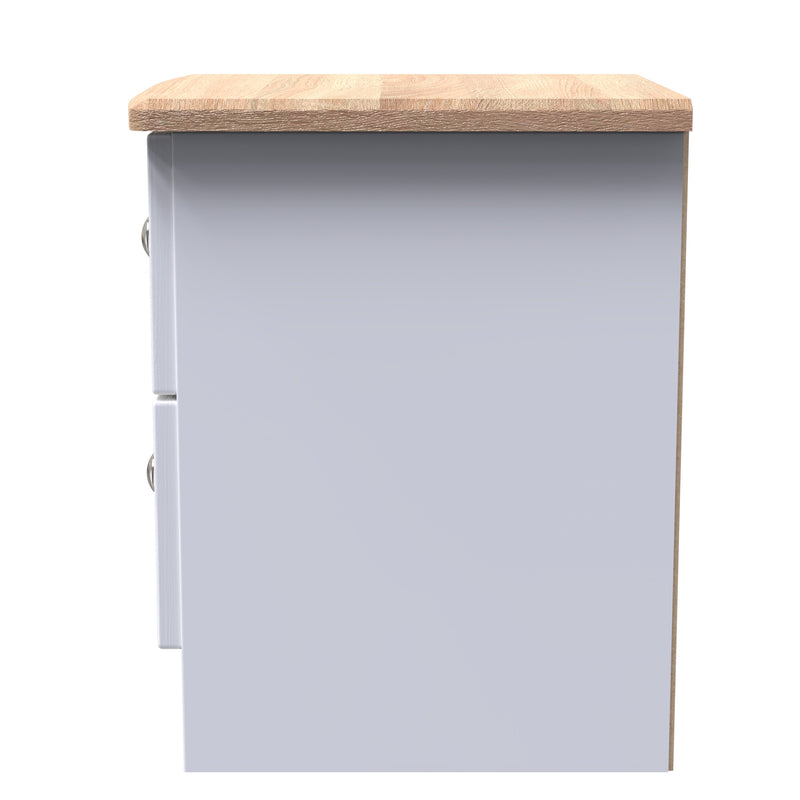 Tutbury Ready Assembled 2 Drawer Bedside Cabinet in White Ash & Bardolino Oak