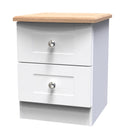 Tutbury Ready Assembled 2 Drawer Bedside Cabinet in White Ash & Bardolino Oak