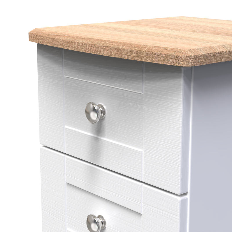 Tutbury Ready Assembled 2 Drawer Bedside Cabinet in White Ash & Bardolino Oak