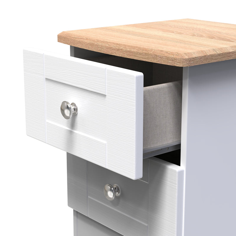 Tutbury Ready Assembled 2 Drawer Bedside Cabinet in White Ash & Bardolino Oak
