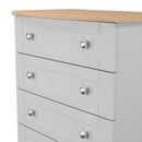 Tutbury Ready Assembled 5 Drawer Chest in Grey Ash & Bardolino Oak