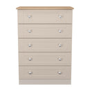 Tutbury Ready Assembled 5 Drawer Chest in Kashmir Ash & Bardolino Oak