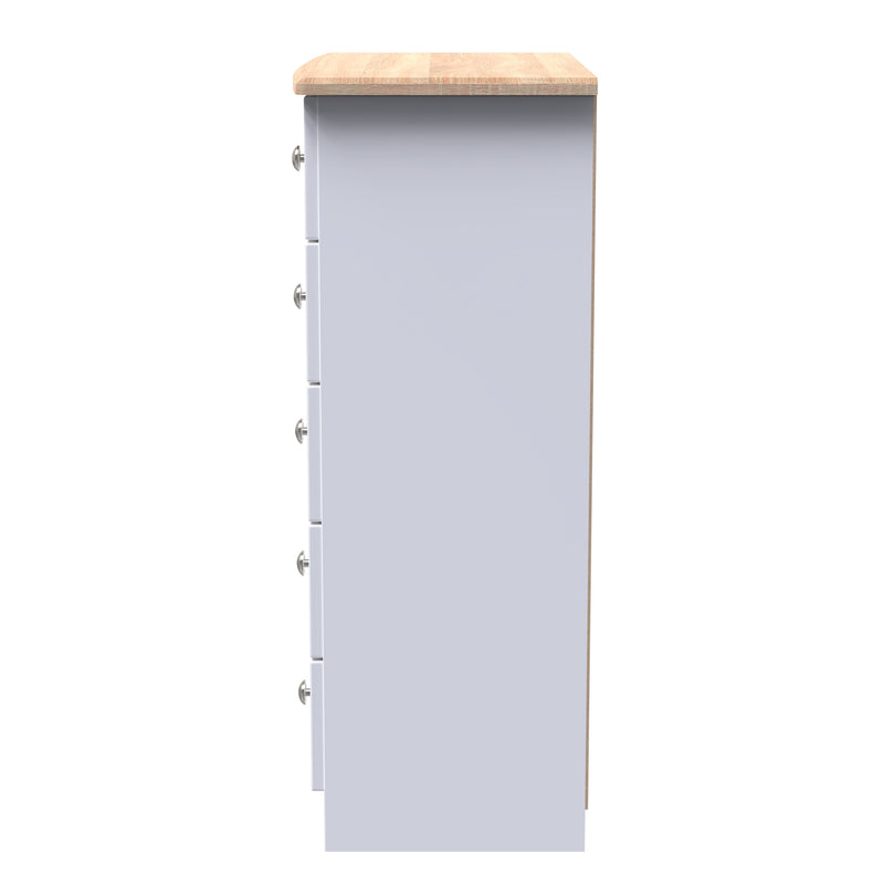 Tutbury Ready Assembled 5 Drawer Chest in White Ash & Bardolino Oak