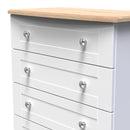 Tutbury Ready Assembled 5 Drawer Chest in White Ash & Bardolino Oak