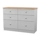 Tutbury Ready Assembled 6 Drawer Wide Chest in Grey Ash & Bardolino Oak