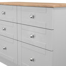 Tutbury Ready Assembled 6 Drawer Wide Chest in Grey Ash & Bardolino Oak