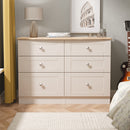 Tutbury Ready Assembled 6 Drawer Wide Chest in Kashmir Ash & Bardolino Oak