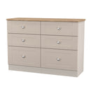 Tutbury Ready Assembled 6 Drawer Wide Chest in Kashmir Ash & Bardolino Oak