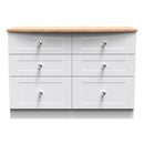 Tutbury Ready Assembled 6 Drawer Wide Chest in White Ash & Bardolino Oak