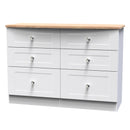 Tutbury Ready Assembled 6 Drawer Wide Chest in White Ash & Bardolino Oak
