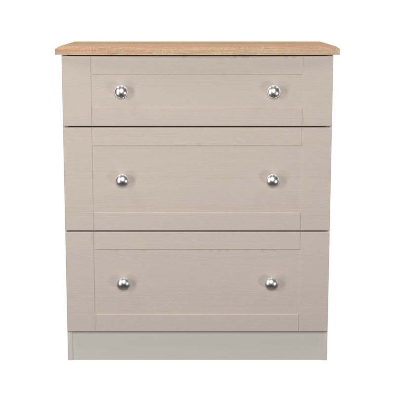 Tutbury Ready Assembled 3 Drawer Deep Chest in Kashmir Ash & Bardolino Oak