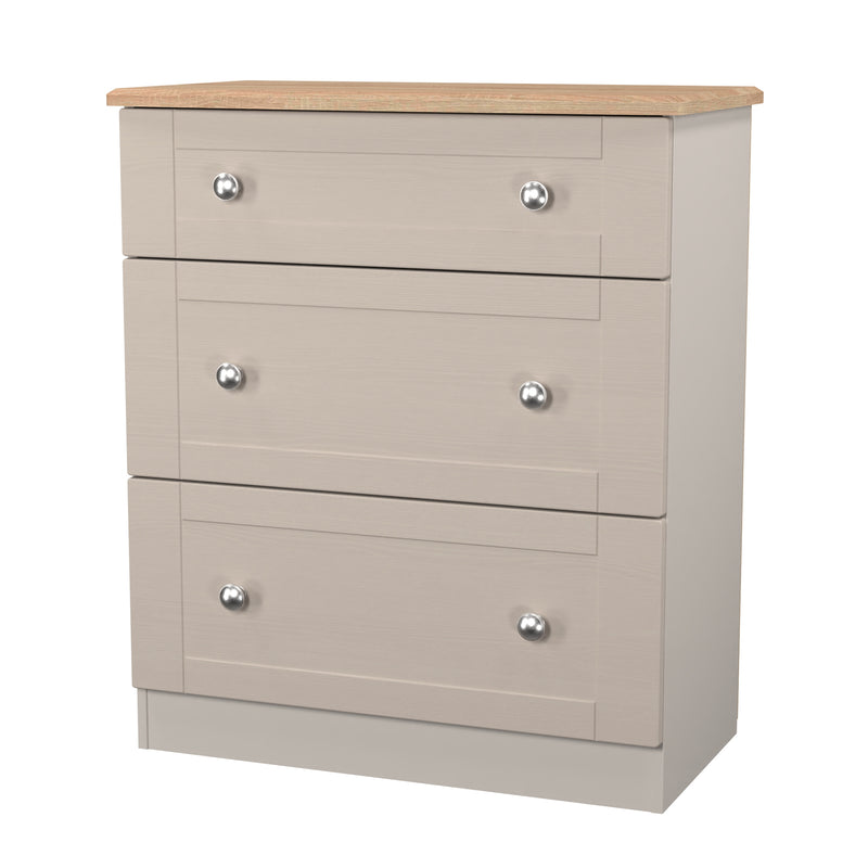 Tutbury Ready Assembled 3 Drawer Deep Chest in Kashmir Ash & Bardolino Oak