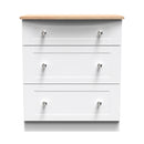 Tutbury Ready Assembled 3 Drawer Deep Chest in White Ash & Bardolino Oak