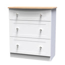 Tutbury Ready Assembled 3 Drawer Deep Chest in White Ash & Bardolino Oak