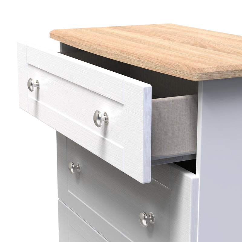 Tutbury Ready Assembled 3 Drawer Deep Chest in White Ash & Bardolino Oak