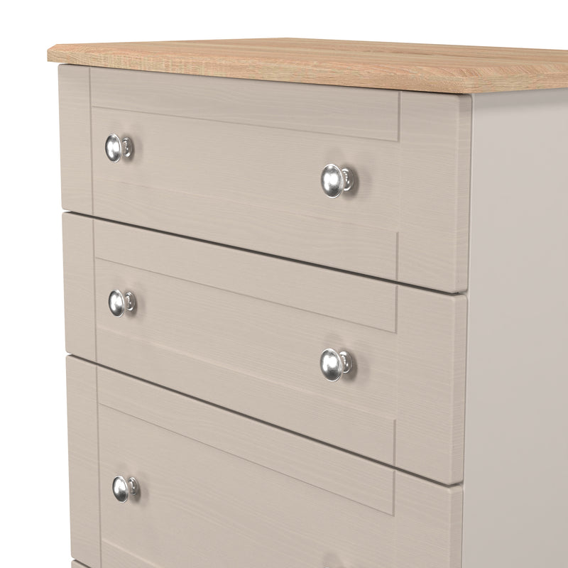 Tutbury Ready Assembled 4 Drawer Deep Chest in Kashmir Ash & Bardolino Oak